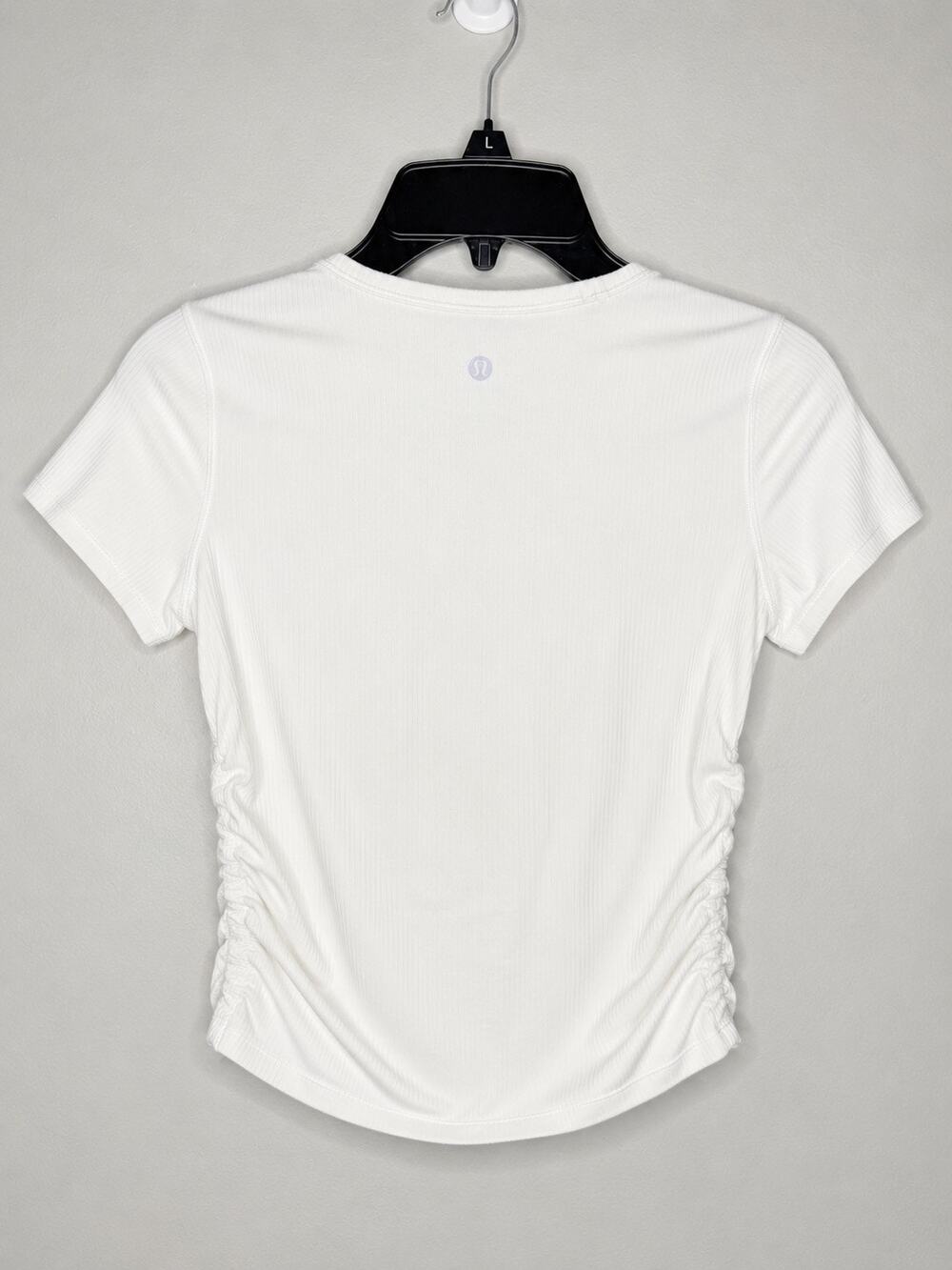 Lululemon White Ribbed Side-Ruched Short Sleeve Top Size 4
